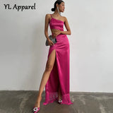 Women 2022 Summer Diagonal Tassels Long Slip Party Dresses Sexy Off Shoulder Hollow Out High Split Maxi Evening