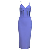 Women Spaghetti Strap Bandages Dress 2022 New Sexy Mesh Patchwork Clothing Club Party Celebrity
