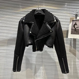 2022 Winter New Arrival Long Sleeve Lambswool Fur Leather Coat Turn Down Collar Short Jacket Women