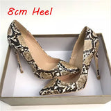 Snake Print 12cm Extreme High Heel Pointed Toe Women Pumps Valentine Stiletto Woman Shoes Party Evening YG027