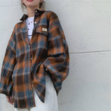 Vintage Plaid Long Sleeve BlouseOutfit