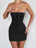 Sexy Strapless Backless Mini Dress For Women Robe Summer New Fashion Sleeveless Bodycon Club Party Dress