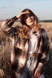 Queens Autumn Pockets Plaid Jackets Women Streetwear Long Sleeve Office Coats Oversized
