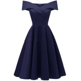 Slash Neck Formal Party Satin Dress Women Summer Solid Red Blue A-line Vestidos Office Holiday Ladies Tunic