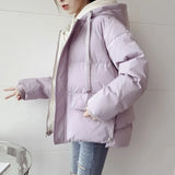 Women Harajuku Y2k Down Cotton Jacket Fashion Solid Winter Coat Warm Thick Parkas Korean Preppy Style Female Loose