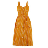 Retro Vintage Polka Dot Lapel Shirt Dress Spaghetti Straps Leisure Work Slim Midi Tunic Beach Sundress 2022