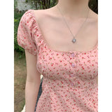 Solid Color Lace Trim Square-Neck TeeOutfit