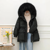 Real Raccoon Fur Collar New Winter Women Pocket 90% White Duck Down Jacket Female Thick Warm Parka Loose