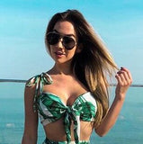 New Bikini Set Beach Skirt Tunics for Beach Long Leaves Print Bikini Cover up Robe de Plage Sarong Beach Swimsuit