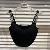2022 Summer New Arrival Sleeveless Metal Chain Strap Chest Padded Slim Tank Top Vest Women Crop Tops