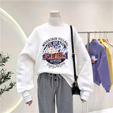 Letters Print Thick Warm Sweatshirt Women Oversized Turtleneck Design Winter Tops Casual Harajuku Teens Girls New
