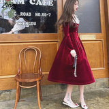 Velvet Fairy Dress Women Sweet Ruffles Elegant Casual Princess Dress Spring Black Gothic Korean Party Dresses 2022