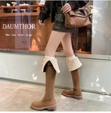 Of The Velvet Face Lamb Hair Flat Bottom Knight Boots 2025 Autumn And Winter New Thicken Snow Over The Knee Boots