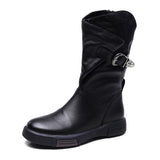 Martin Boots Flat Bottom Middle Knight Boots New Vintage V-Port Side Zipper Slim Single