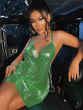 halter metal sequin mini summer dress women 2022 backless glitter club birthday party dress womens evening dresses