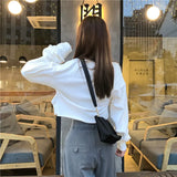 Women's Sweatshirt Casual Hoodies Crop Top Women O-Neck Pullover Long Sleeve Irregular Short Loose Solid Streetwear