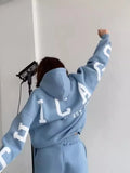 Women's Loose Leisure Back Print Thicken With Long-Sleeved Jacket Suit