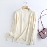 2021 Winter Beige Knitted Sweater Women O Neck Jumper Female Oversize Pullovers Chic Tops Comfort Warm
