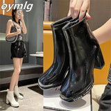 new square toe high heel fashion women's boots thick bottom chimney autumn single boots Chelsea short