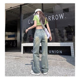 Distressed Star Print Wide-leg Jeans-Outfit