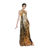 New Chinese Dress Light Luxury Niche 2025 New Famous Wind Hanging Neck Heavy Industry Slew Sexy Bare Back