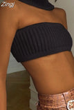 Summer Knitted Cut Out Sexy Crop Top for Women Strapless Backless Slim Halter Tops Y2K Gothic Elegant