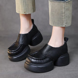 Single-Shoe Small Leather Retro Women's Shoes 2025 Spring New Round Head High Heel Low Help