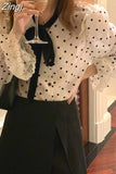 Polka Dot Chiffon Shirt Women Vintage Blouse Spring Summer Ladies Shirts Elegant Modis Tops Blusas Mujer De Moda