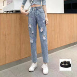 Zingj Jeans Female Autumn 2024 New Korean Version Loose High Waist Show Thin Straight Tube Harun Radish Dad Pants-Outfit