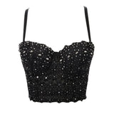 Handmade Sequin halter bustier corset crop top women summer indie tank party y2k top clubwear Cropped tube womens tops