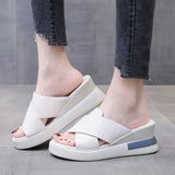 Zingj Toe Fairy Wearing Women's Shoes Large Size Slope Sandals 2023 Summer New Korean Cake Slippers Female- Outfit
