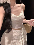 White Sling With Breast-Wear Vest Body Bm Half-Dress Skirt Set With Short Top Bottom Shirt