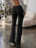 Casual Solid Low Rise Trousers Women Basic Slim Fitness leggings Sweatpants Korean Fashion Streetwear y2k Flared