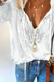 Lace Shirt Women's Autumn Lace Blouse V-neck Shirt Tops Office Lady Fashion Clothing Loose Clothes Temperament