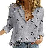 Women Casual Long Sleeve Cotton Linen Shirt Elegant Solid Cardigans Autumn Button Lapel Shirt Loose Oversized Blouse