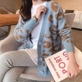 Women Winter Knit Sweater Coat V Neck Sheep Cardigans Christmas Sweaters Warm Knitted Sueter Mujer Loose Long Sleeve