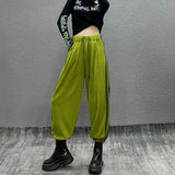 Harajuku Loose Harem Pants Women High Waist Elastic Streetwear Sweatpants Summer Vintage Side Stripes BF Bloomers