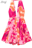 Print Halter Mini Dress Woman Sexy Backless Dress Women Summer Off Shoulder Short Dresses For Women Beach Party