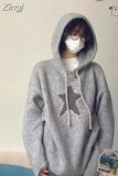 Sweaters Women Hooded Knitted Pull Femme Jersey Autumn Vintage Star Oversize Long Sleeve