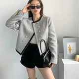 Jackets Women Elegant Cropped Tweed Blazers Office Lady Korean Short Irregular Suit Coat Tops Vintage Casual Outerwear