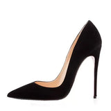 Suede Flock Women Pumps for Wedding Pointed Toe Sexy High Heels Shoes 12 cm Stilettos Plus Size RM007