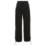 Contrast Piping Black Baggy SweatpantsOutfit