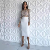 New 2 Piece Set Beading Sexy Top Bandage Skirt Two Piece Sets Suits Women Autumn Winter Bodycon