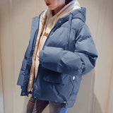Women Harajuku Y2k Down Cotton Jacket Fashion Solid Winter Coat Warm Thick Parkas Korean Preppy Style Female Loose