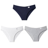 3PCS/Set Women's Panties Striped Cotton Underwear Solid Color Briefs Low-Rise Soft Panty Women Underpants Female