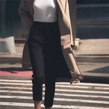 Women's Pants Beige Pencil High Waist Pants For Women Office Casual Elegant Woman Trousers Fashion Streetwear Summer