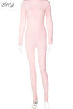 Fashion Casual Black Workout Bodycon Jumpsuits Women Rompers Long Sleeve Sporty One Piece Active Wear Jumpsuit