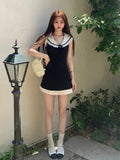 Sleeve Kawaii Sweet Dress Women Retro Vintage Mini Dress Female Lace Up Causal Korean Fashion Dress 2023