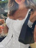 Square Neck Embroidery Cutout Cami Top- Outfit