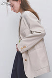 Spring Autumn Chic Purple Leather Blazer Women Long Sleeve Single Breasted Luxury Elegant Designer Clothes Jacket
